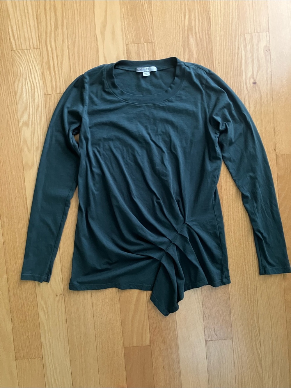 Stateside Dark Green Pleat Front Long Sleeve Tee